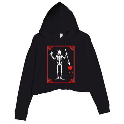 Blackbeard The Pirate Battle Flag Jolly Roger Military Army Crop Fleece Hoodie