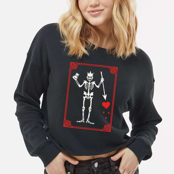 Blackbeard The Pirate Battle Flag Jolly Roger Military Army Cropped Pullover Crew