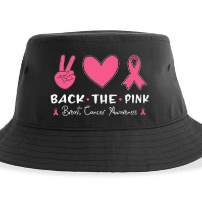 Back The Pink Ribbon American Flag Breast Cancer Awareness Sustainable Bucket Hat