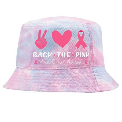 Back The Pink Ribbon American Flag Breast Cancer Awareness Tie-Dyed Bucket Hat