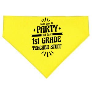 Born To Party First Grade Teacher Stuff USA-Made Doggie Bandana