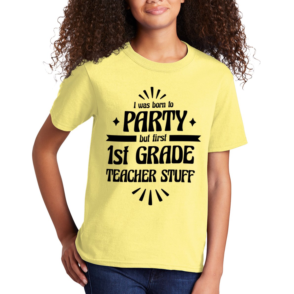 Born To Party First Grade Teacher Stuff Kids T-Shirt