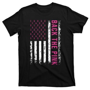 Back The Pink Breast Cancer Awareness American Flag T-Shirt