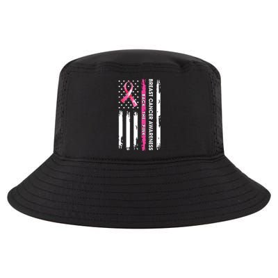 Back The Pink Ribbon American Flag Breast Cancer Awareness Cool Comfort Performance Bucket Hat