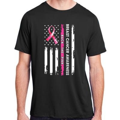 Back The Pink Ribbon American Flag Breast Cancer Awareness Adult ChromaSoft Performance T-Shirt