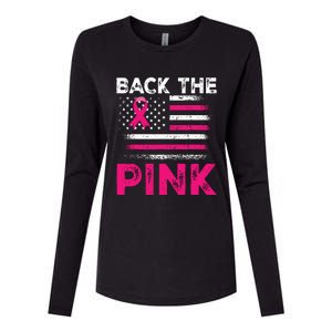 Back The Pink Ribbon Flag Breast Cancer Warrior Womens Cotton Relaxed Long Sleeve T-Shirt