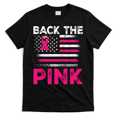 Back The Pink Ribbon Flag Breast Cancer Warrior T-Shirt