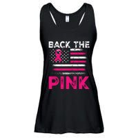 Back The Pink Ribbon Flag Breast Cancer Warrior Ladies Essential Flowy Tank