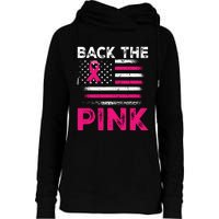 Back The Pink Ribbon Flag Breast Cancer Warrior Womens Funnel Neck Pullover Hood