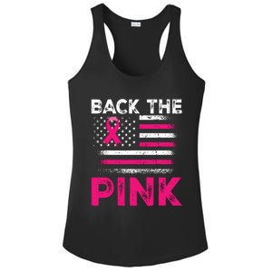 Back The Pink Ribbon Flag Breast Cancer Warrior Ladies PosiCharge Competitor Racerback Tank