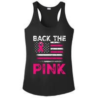 Back The Pink Ribbon Flag Breast Cancer Warrior Ladies PosiCharge Competitor Racerback Tank