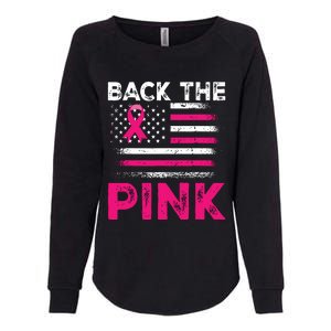 Back The Pink Ribbon Flag Breast Cancer Warrior Womens California Wash Sweatshirt