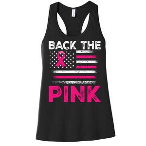 Back The Pink Ribbon Flag Breast Cancer Warrior Women's Racerback Tank