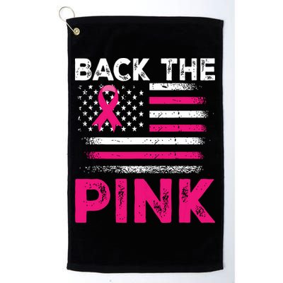 Back The Pink Ribbon Flag Breast Cancer Warrior Golf Towel