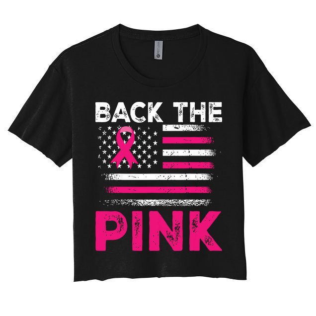 Back The Pink Ribbon Flag Breast Cancer Warrior Crop Top