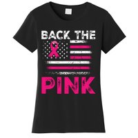 Back The Pink Ribbon Flag Breast Cancer Warrior Women's T-Shirt