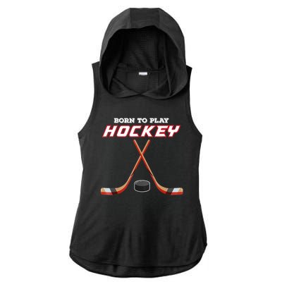 Born To Play Hockey Ladies PosiCharge Tri-Blend Wicking Draft Hoodie Tank