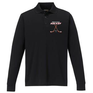 Born To Play Hockey Performance Long Sleeve Polo