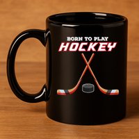 Born To Play Hockey 11oz C Handle Ceramic Mug