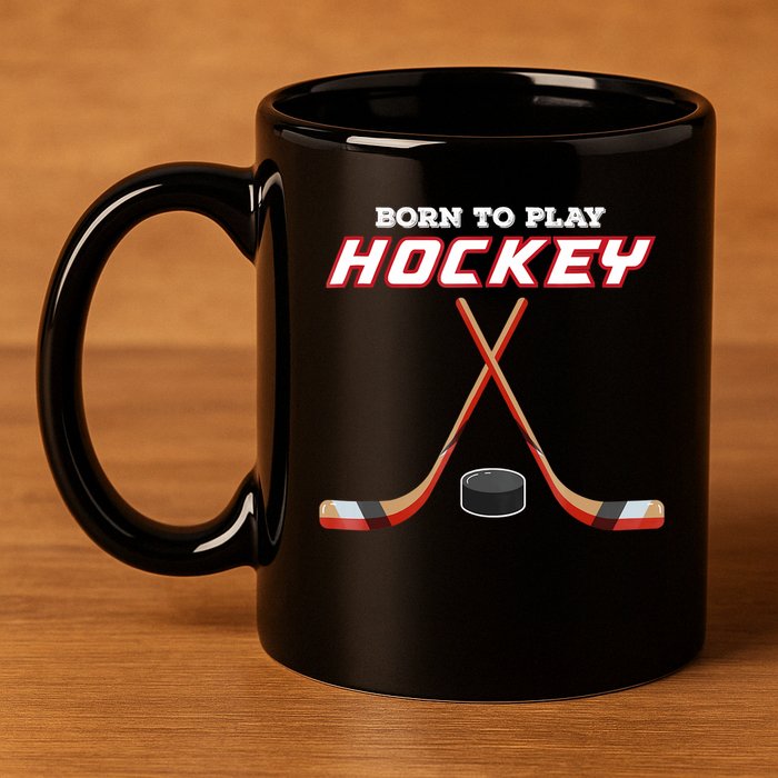 Born To Play Hockey 11oz C Handle Ceramic Mug