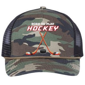 Born To Play Hockey Retro Rope Trucker Hat Cap