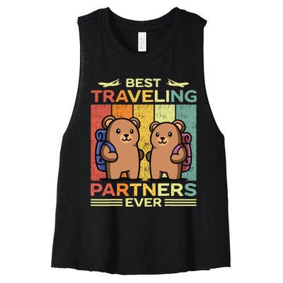 Best Traveling Partners Ever Travel Bear Traveling Couples Women's Racerback Cropped Tank