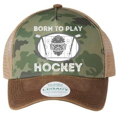 Born To Play Hockey - Funny Ice Hockey Player Gift Legacy Tie Dye Trucker Hat