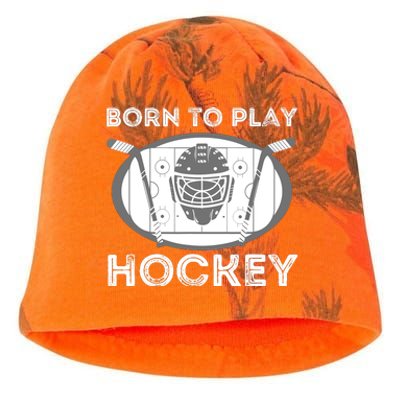 Born To Play Hockey - Funny Ice Hockey Player Gift Kati - Camo Knit Beanie