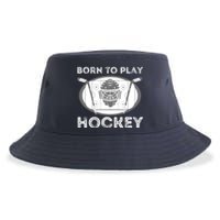 Born To Play Hockey - Funny Ice Hockey Player Gift Sustainable Bucket Hat