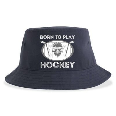 Born To Play Hockey - Funny Ice Hockey Player Gift Sustainable Bucket Hat