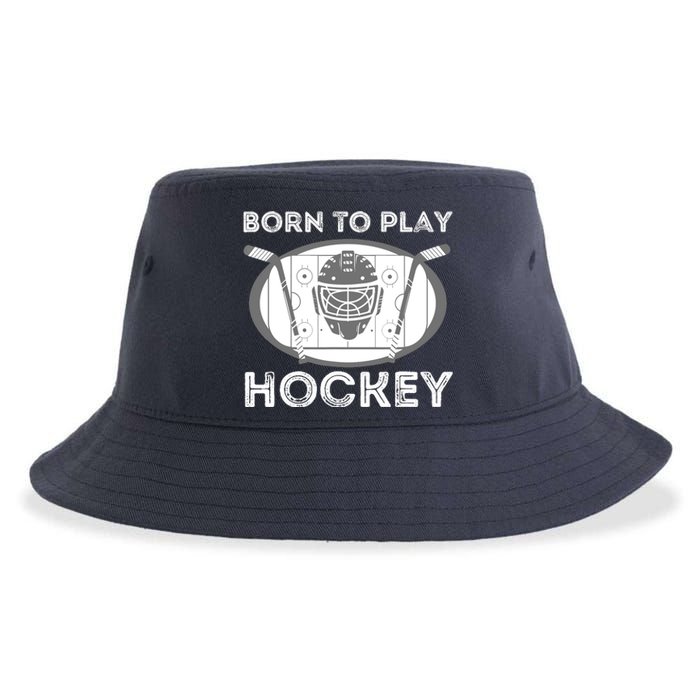 Born To Play Hockey - Funny Ice Hockey Player Gift Sustainable Bucket Hat