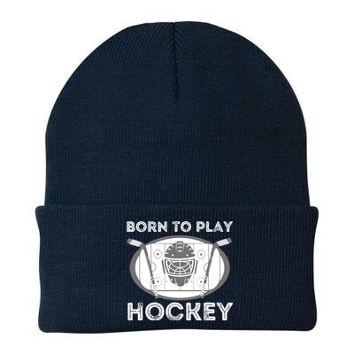 Born To Play Hockey - Funny Ice Hockey Player Gift Knit Cap Winter Beanie