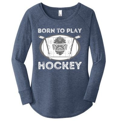 Born To Play Hockey - Funny Ice Hockey Player Gift Women's Perfect Tri Tunic Long Sleeve Shirt