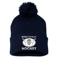 Born To Play Hockey - Funny Ice Hockey Player Gift Pom Pom 12in Knit Beanie