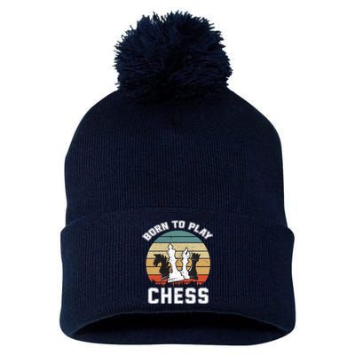 Born To Play Chess Pom Pom 12in Knit Beanie