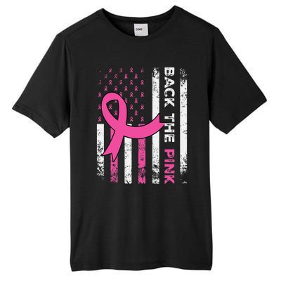 Back The Pink Ribbon American Flag Breast Cancer Awareness Tall Fusion ChromaSoft Performance T-Shirt