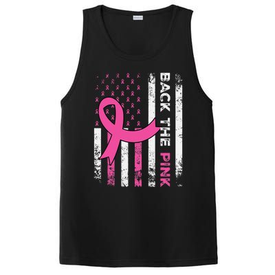 Back The Pink Ribbon American Flag Breast Cancer Awareness PosiCharge Competitor Tank