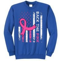 Back The Pink Ribbon American Flag Breast Cancer Awareness Sweatshirt