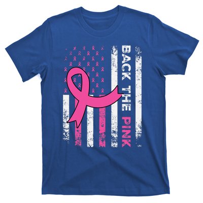 Back The Pink Ribbon American Flag Breast Cancer Awareness T-Shirt