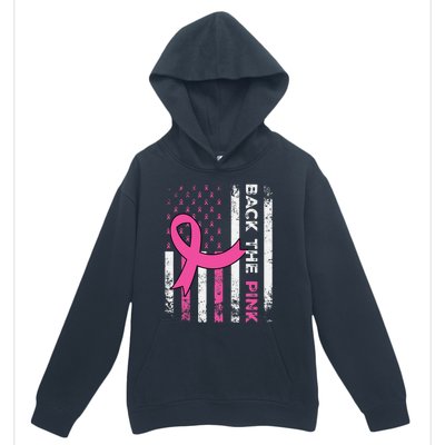 Back The Pink Ribbon American Flag Breast Cancer Awareness Urban Pullover Hoodie