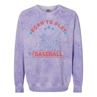 Born To Play Baseball Colorblast Crewneck Sweatshirt