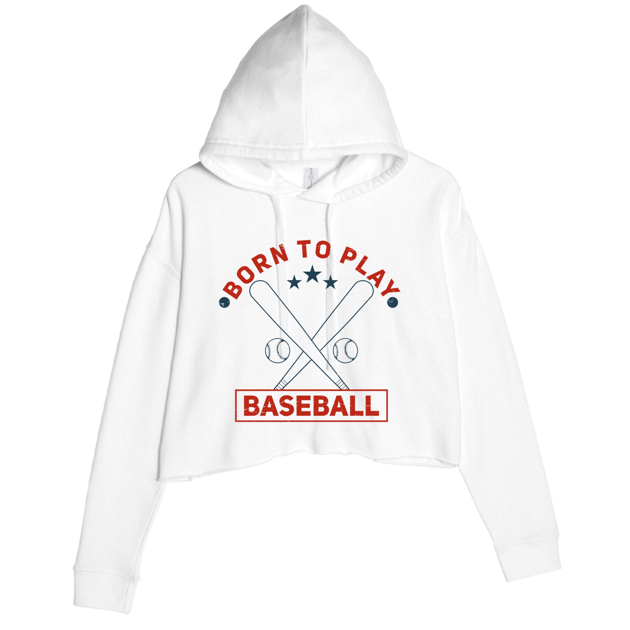 Born To Play Baseball Crop Fleece Hoodie