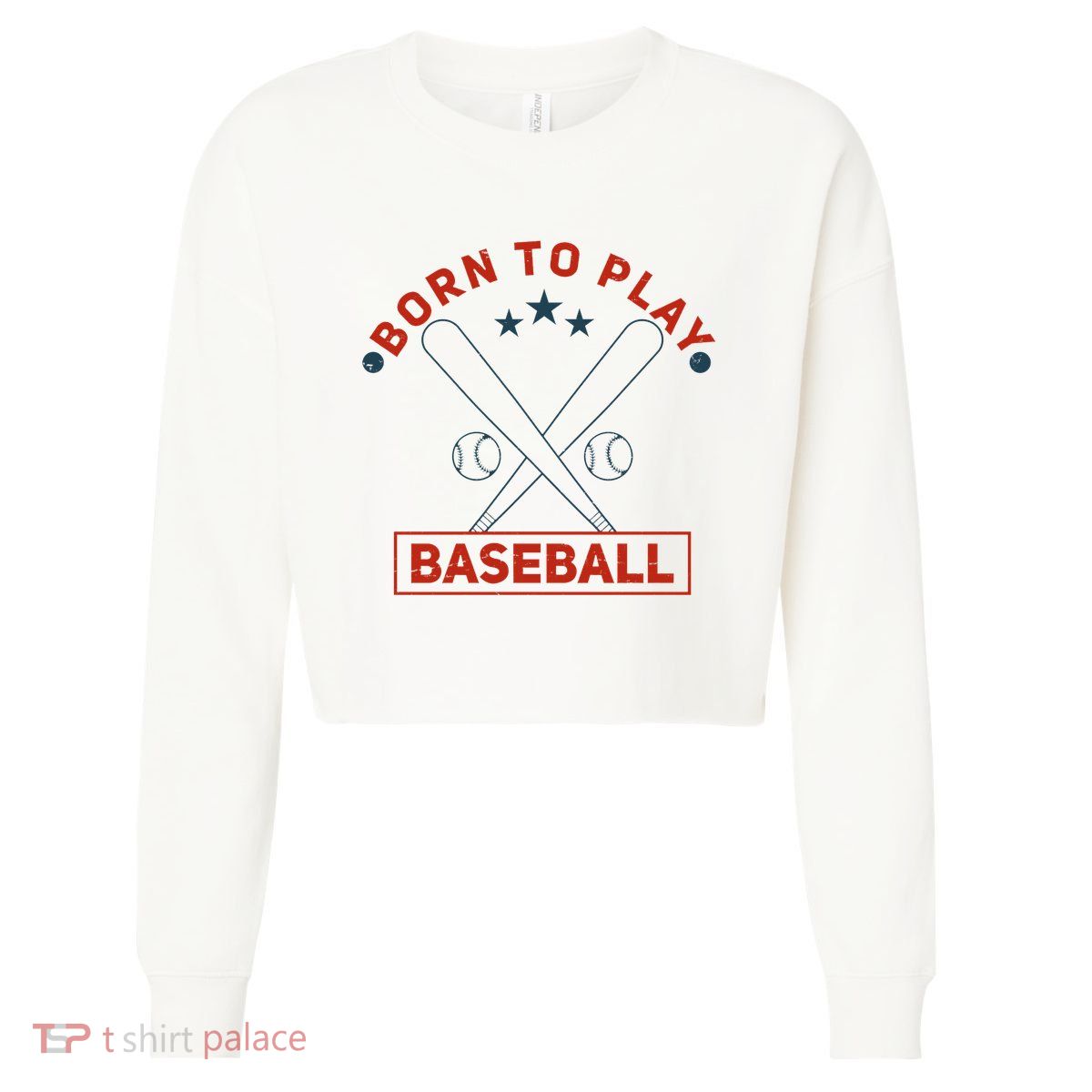 Born To Play Baseball Cropped Pullover Crew