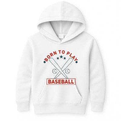 Born To Play Baseball Kids Hoodie
