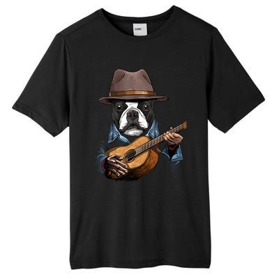 Boston Terrier Playing Guitar Pet Dog Lover Guitar Player Tall Fusion ChromaSoft Performance T-Shirt