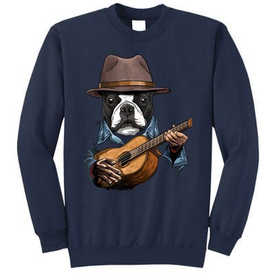 Boston Terrier Playing Guitar Pet Dog Lover Guitar Player Sweatshirt