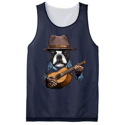 Boston Terrier Playing Guitar Pet Dog Lover Guitar Player Mesh Reversible Basketball Jersey Tank