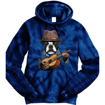 Boston Terrier Playing Guitar Pet Dog Lover Guitar Player Tie Dye Hoodie