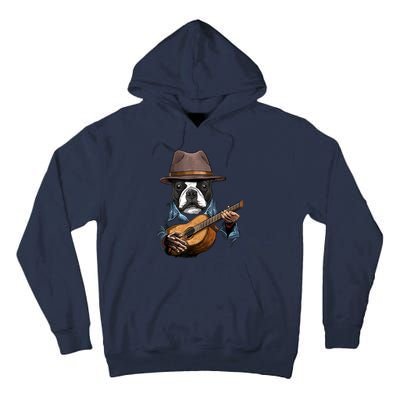 Boston Terrier Playing Guitar Pet Dog Lover Guitar Player Tall Hoodie