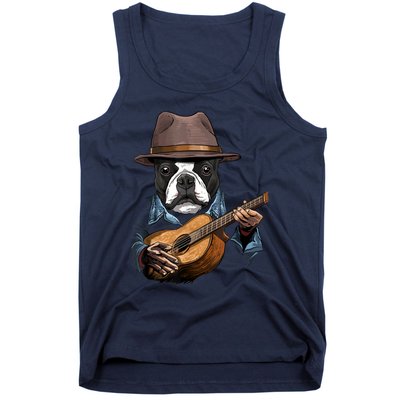 Boston Terrier Playing Guitar Pet Dog Lover Guitar Player Tank Top